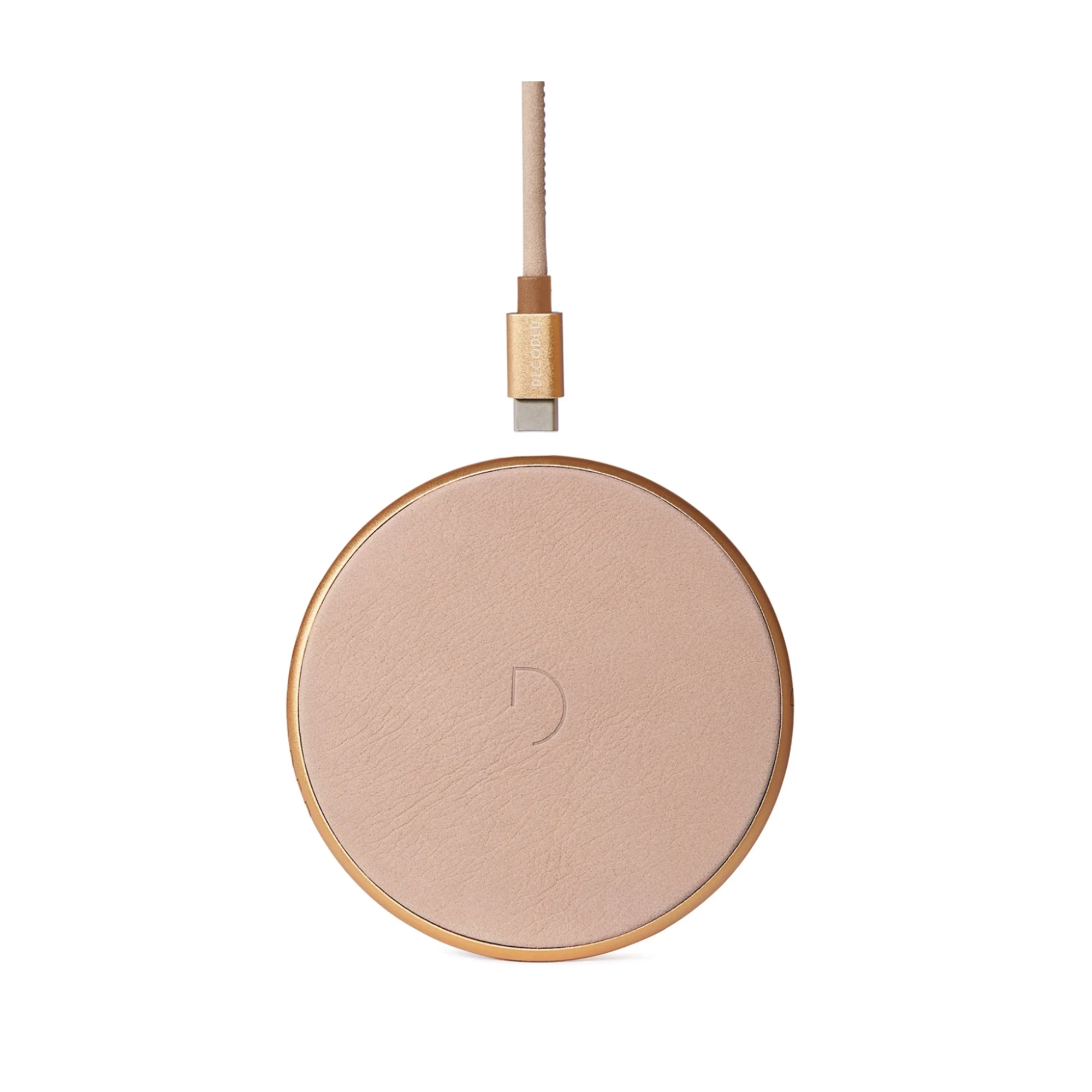 Беспроводное зарядное устройство DECODED Wireless Fast Charger Leather Pad 10W (7.5W) Gold Metal/Rose (D9WC2GDRE)